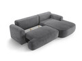 Coltar extensibil dreapta 5 locuri, modular, cu lada depozitare, Ella, Micadoni Home, 271x174x94 cm, tesatura structurata chenille, gri