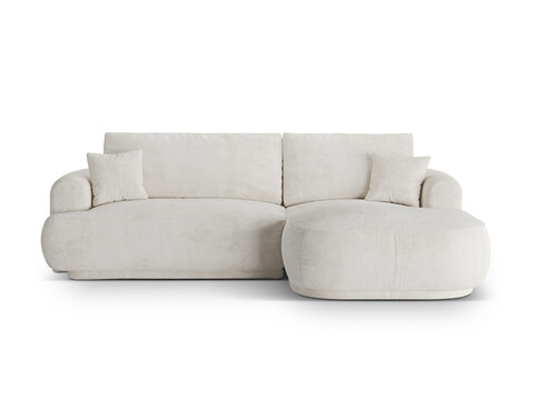 Coltar extensibil dreapta 5 locuri, modular, cu lada depozitare, Ella, Micadoni Home, 271x174x94 cm, tesatura boucle, bej deschis