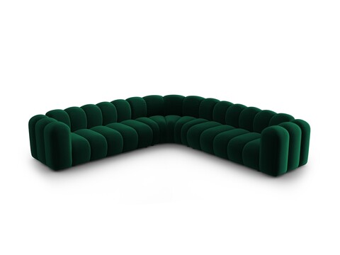 Coltar simetric modular 5 locuri, Lupine-44, Micadoni Home, 309x309x70 cm, catifea, verde bottle