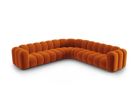 Coltar simetric modular 5 locuri, Lupine-44, Micadoni Home, 309x309x70 cm, catifea, teracota