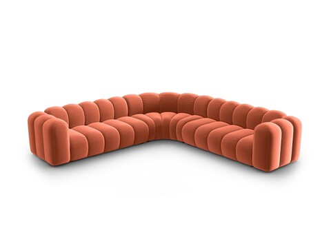 Coltar simetric modular 5 locuri, Lupine-44, Micadoni Home, 309x309x70 cm, catifea, corai