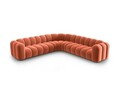 Coltar simetric modular 5 locuri, Lupine-44, Micadoni Home, 309x309x70 cm, catifea, corai