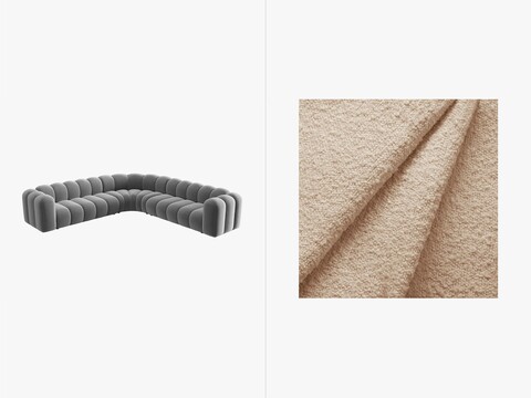 Coltar simetric modular 5 locuri, Lupine-101, Micadoni Home, 309x309x70 cm, tesatura boucle, bej