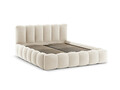 Pat tapitat cu somiera rabatabila si lada depozitare, 180x200 cm, Micadoni Home, Lupine-88, catifea, bej