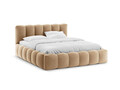 Pat tapitat cu somiera rabatabila si lada depozitare, 180x200 cm, Micadoni Home, Lupine-88, catifea, bej sand