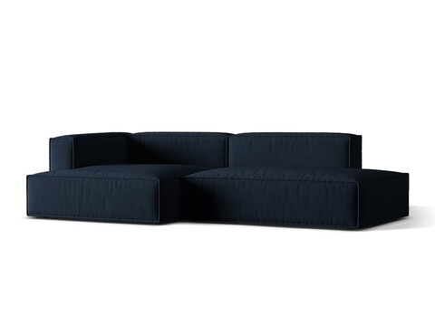 Coltar modular stanga 4 locuri, Nuria-88, Micadoni Home, 312x147x72 cm, catifea, albastru inchis