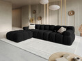 Canapea modulara 4 locuri, Bellis-51, Micadoni Home, 282x188x70 cm, catifea, negru
