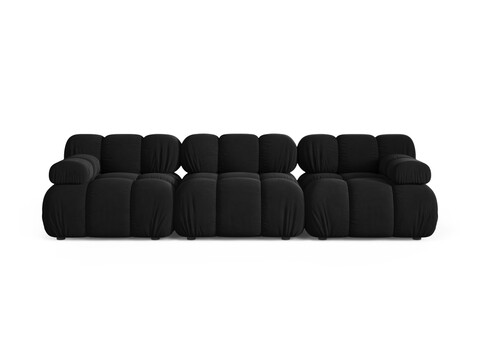 Canapea modulara 3 locuri, Bellis-51, Micadoni Home, 282x94x70 cm, catifea, negru