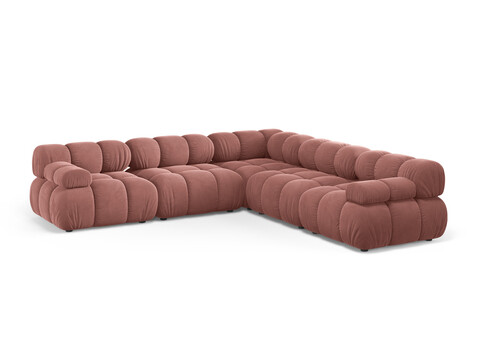 Coltar simetric 5 locuri, Bellis-51, Micadoni Home, 282x282x70 cm, catifea, roz