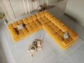 Coltar simetric 5 locuri, Bellis-51, Micadoni Home, 282x282x70 cm, catifea, galben