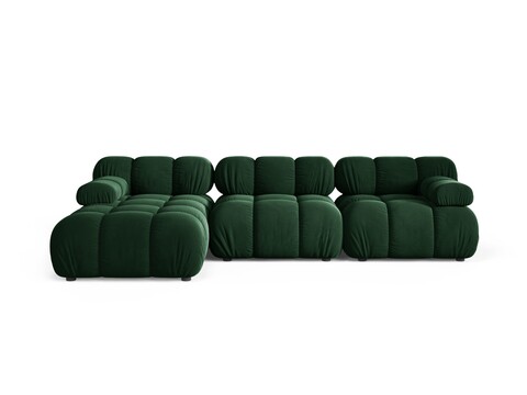 Coltar modular stanga 4 locuri, Bellis-51, Micadoni Home, 282x155x70 cm, catifea, verde bottle