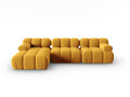 Coltar modular stanga 4 locuri, Bellis-51, Micadoni Home, 282x155x70 cm, catifea, galben