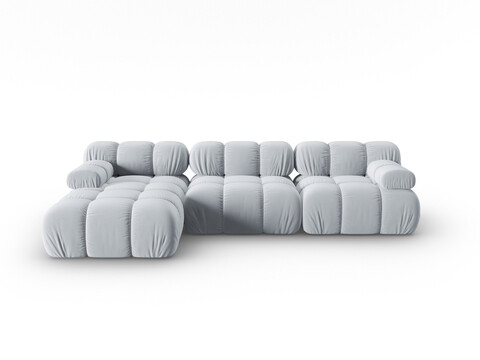 Coltar modular stanga 4 locuri, Bellis-51, Micadoni Home, 282x155x70 cm, catifea, albastru deschis