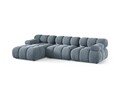 Coltar modular stanga 4 locuri, Bellis-51, Micadoni Home, 282x155x70 cm, catifea, albastru deschis