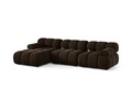Coltar modular stanga 4 locuri, Bellis-51, Micadoni Home, 282x155x70 cm, catifea, maro inchis