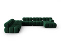 Coltar panoramic modular stanga 7 locuri, Bellis-51, Micadoni Home, 376x282x70 cm, catifea, verde bottle