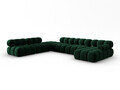 Coltar panoramic modular stanga 7 locuri, Bellis-51, Micadoni Home, 376x282x70 cm, catifea, verde bottle