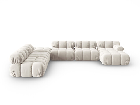 Coltar panoramic modular stanga 7 locuri, Bellis-51, Micadoni Home, 376x282x70 cm, catifea, bej inchis