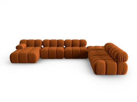 Coltar panoramic modular dreapta 7 locuri, Bellis-51, Micadoni Home, 376x282x70 cm, catifea, teracota