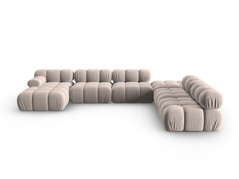 Coltar panoramic modular dreapta 7 locuri, Bellis-51, Micadoni Home, 376x282x70 cm, catifea, cappuccino