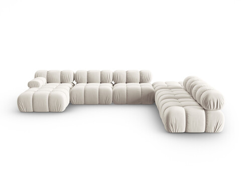 Coltar panoramic modular dreapta 7 locuri, Bellis-51, Micadoni Home, 376x282x70 cm, catifea, bej inchis