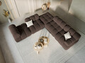Coltar panoramic modular dreapta 7 locuri, Bellis-51, Micadoni Home, 376x282x70 cm, catifea, maro inchis