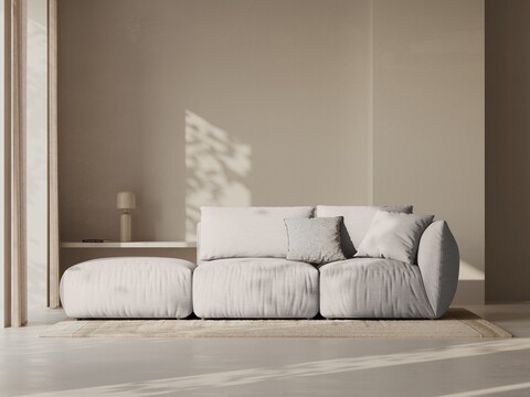 Canapea modulara 3 locuri cotiera stanga, Chris-259, Micadoni Home, 315x100x80 cm, tesatura structurata chenille, natural