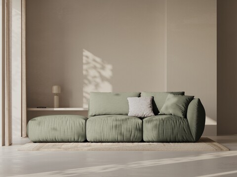 Canapea modulara 3 locuri cotiera stanga, Chris-259, Micadoni Home, 315x100x80 cm, tesatura structurata chenille, verde deschis