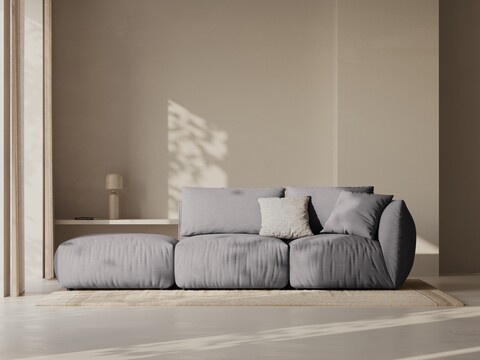 Canapea modulara 3 locuri cotiera stanga, Chris-259, Micadoni Home, 315x100x80 cm, tesatura structurata chenille, gri beton