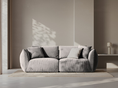 Canapea modulara 3 locuri, Chris-184, Micadoni Home, 220x100x80 cm, catifea, gri