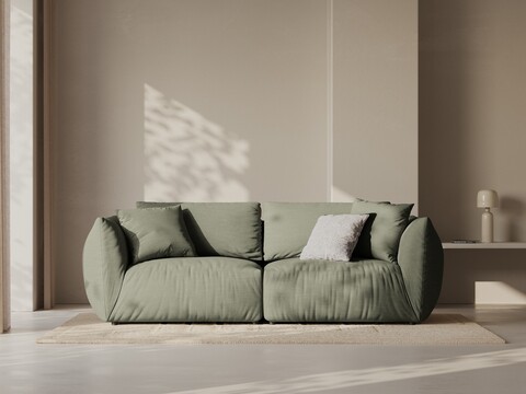 Canapea modulara 3 locuri, Chris-259, Micadoni Home, 220x100x80 cm, tesatura structurata chenille, verde deschis