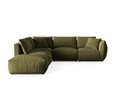 Coltar modular stanga 4 locuri, Chris-184, Micadoni Home, 295x290x80 cm, catifea, verde deschis