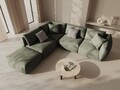 Coltar modular stanga 4 locuri, Chris-259, Micadoni Home, 295x290x80 cm, tesatura structurata chenille, verde deschis