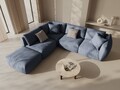 Coltar modular stanga 4 locuri, Chris-259, Micadoni Home, 295x290x80 cm, tesatura structurata chenille, albastru muted