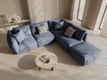 Coltar modular dreapta 4 locuri, Chris-259, Micadoni Home, 295x290x80 cm, tesatura structurata chenille, albastru muted