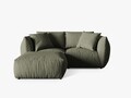 Coltar modular reversibil 4 locuri, Chris-259, Micadoni Home, 220x200x80 cm, tesatura structurata chenille, verde deschis