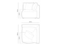 Modul pentru canapea, 1 loc, Chris-184, Micadoni Home, 100x100x80 cm, catifea, ecru