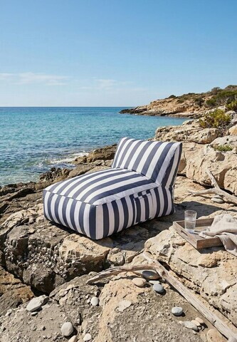 Sezlong Maris, Homla, 102x72x65 cm, poliester/spuma, alb/albastru