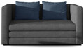 Canapea extensibila 2 locuri, ELTAP, Neva, 132x70x62 cm, lemn/poliester, gri inchis/albastru