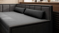 Canapea extensibila brat stanga 3 locuri, ELTAP, Fulgeo, 214x82x77 cm, lemn/catifea din poliester, gri inchis