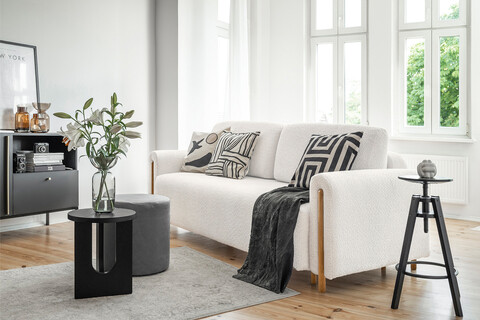 Canapea extensibila 3 locuri, ELTAP, SO-ARC-OA-01ROY, Arcadova, 244x97x97 cm, lemn/poliester, alb/stejar