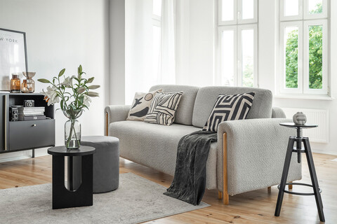 Canapea extensibila 3 locuri, ELTAP, SO-ARC-OA-04ROY, Arcadova, 244x97x97 cm, lemn/poliester, gri inchis/stejar