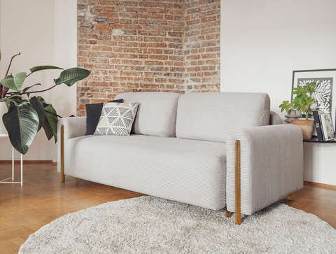 Canapea extensibila 3 locuri, ELTAP, SO-ARC-OA-03JAR, Arcadova, 244x97x97 cm, lemn/poliester, gri/stejar