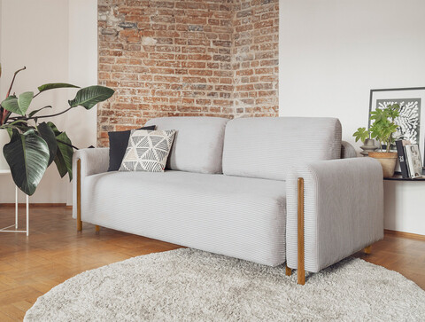 Canapea extensibila 3 locuri, ELTAP, SO-ARC-OA-04JAR, Arcadova, 244x97x97 cm, lemn/poliester, gri/stejar