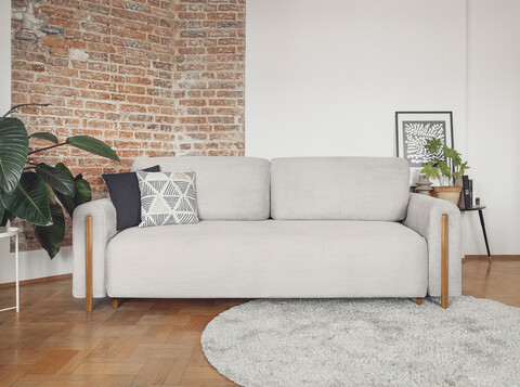 Canapea extensibila 3 locuri, ELTAP, SO-ARC-OA-18JAR, Arcadova, 244x97x97 cm, lemn/poliester, bej/stejar