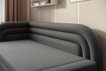 Canapea extensibila brat stanga 3 locuri, ELTAP, Fabillo, 223x86x80 cm, lemn/poliester, gri inchis