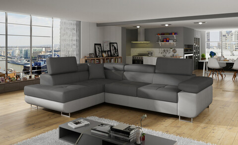 Coltar extensibil stanga 4 locuri, ELTAP, Anton, 272x203x85 cm, lemn/poliester, gri inchis/gri deschis