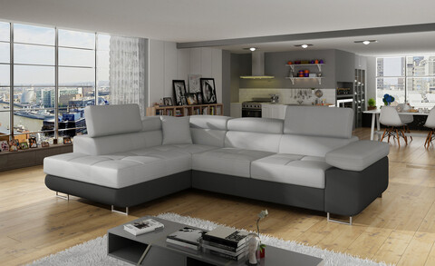 Coltar extensibil stanga 4 locuri, ELTAP, Anton, 272x203x85 cm, lemn/poliester, gri deschis/gri inchis