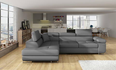 Coltar extensibil stanga 4 locuri, ELTAP, Anton, 272x203x85 cm, lemn/poliester, gri inchis/gri inchis