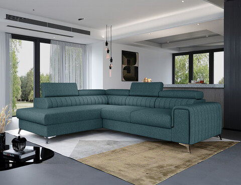 Coltar extensibil stanga 4 locuri, ELTAP, Lau-06, Laurence, 278x205x92 cm, lemn/poliester, albastru